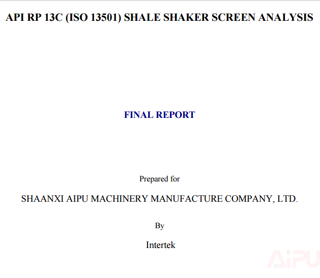 shaker screen text report
