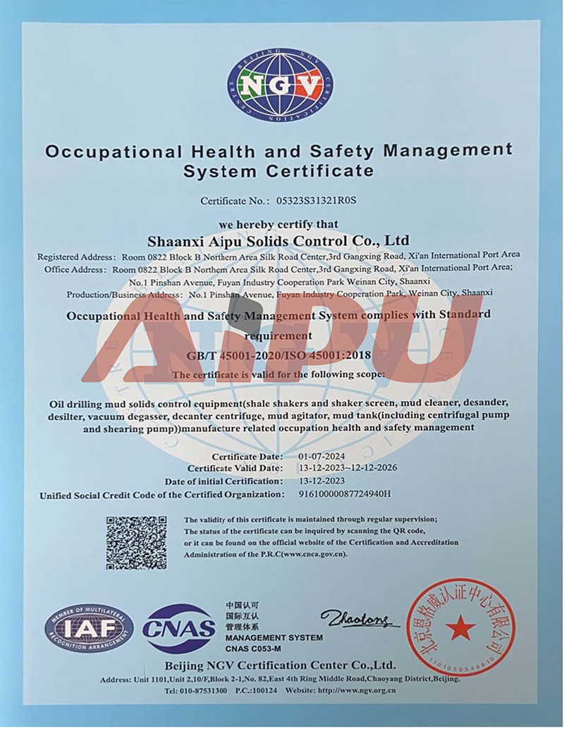 occuptional health and safety management system certificate